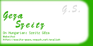 geza szeitz business card