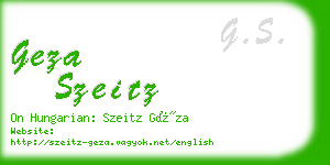 geza szeitz business card